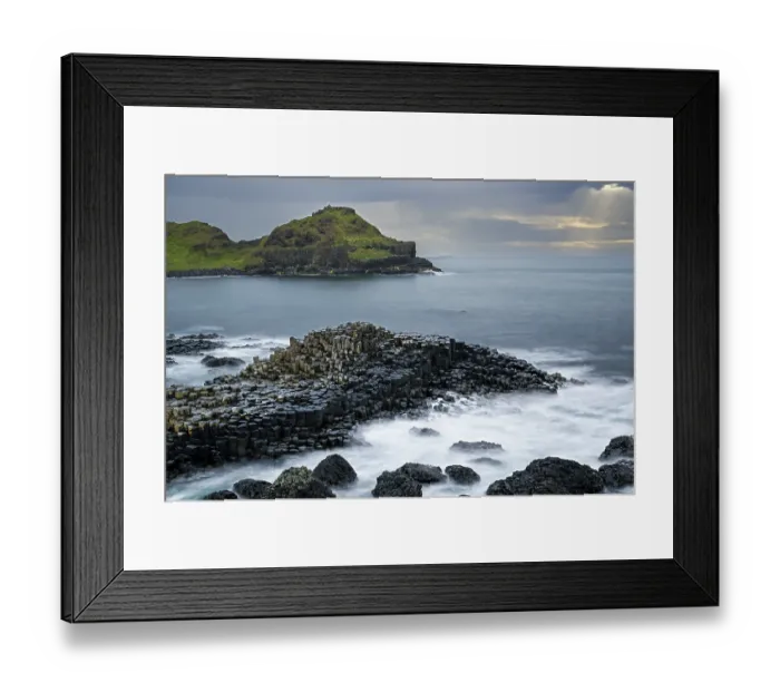 Framed Print : RF - Coastal basalt landscape, Giant's Causeway, UNESCO World Heritage Site, County Antrim, Northern Ireland, UK. June, 2022 Framed Print : RF - Coastal basalt landscape, Giant's Causeway, UNESCO World Heritage Site, County Antrim, Northern Ireland, UK. June, 2022