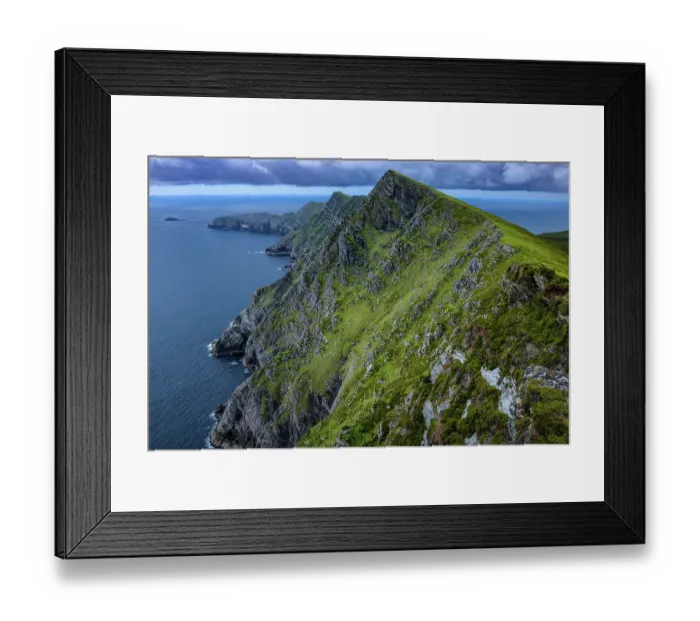 Framed Print : View to sea along the Achill Head cliffs on west peninsula, Achill Island, County Mayo, Republic of Ireland. June, 2019 Framed Print : View to sea along the Achill Head cliffs on west peninsula, Achill Island, County Mayo, Republic of Ireland. June, 2019