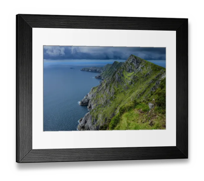 Framed Print : View to sea along the Achill Head cliffs on west peninsula, Achill Island, County Mayo, Republic of Ireland. June, 2019 Framed Print : View to sea along the Achill Head cliffs on west peninsula, Achill Island, County Mayo, Republic of Ireland. June, 2019