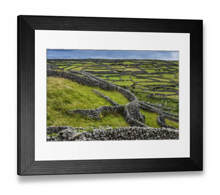 Framed Print : View over countryside with mosaic of drystone walls, Inisheer, Aran Islands, County Galway, Republic of Ireland. June, 2019 Framed Print : View over countryside with mosaic of drystone walls, Inisheer, Aran Islands, County Galway, Republic of Ireland. June, 2019