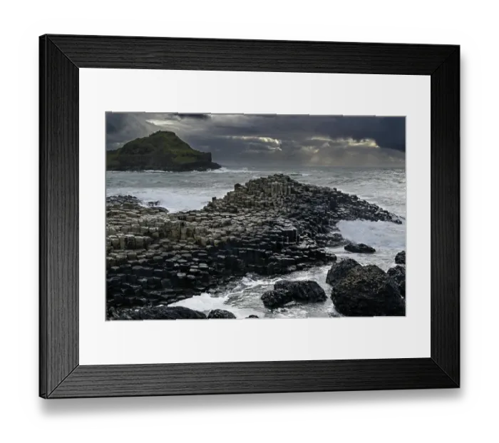 Framed Print : Coastal basalt landscape, Giant's Causeway, UNESCO World Heritage Site, County Antrim, Northern Ireland, UK. June, 2022 Framed Print : Coastal basalt landscape, Giant's Causeway, UNESCO World Heritage Site, County Antrim, Northern Ireland, UK. June, 2022