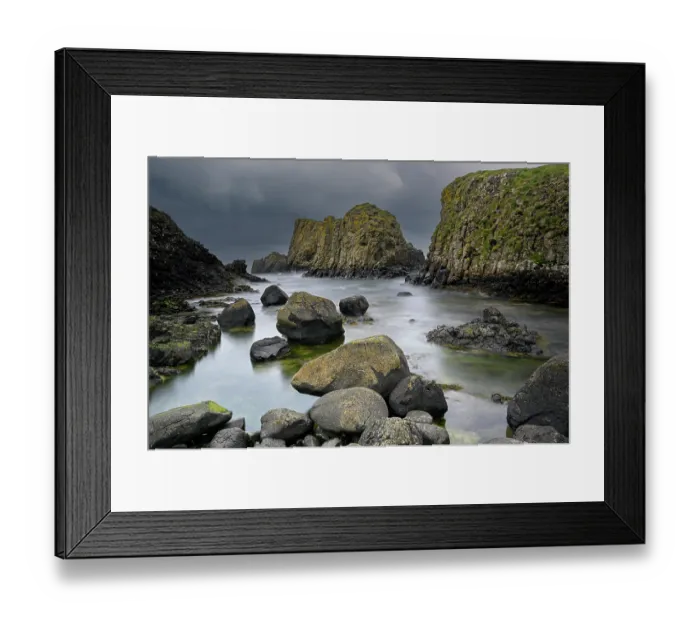 Framed Print : Rocky coastal landscape, Ballintoy area, County Antrim, Northern Ireland, UK. June, 2022