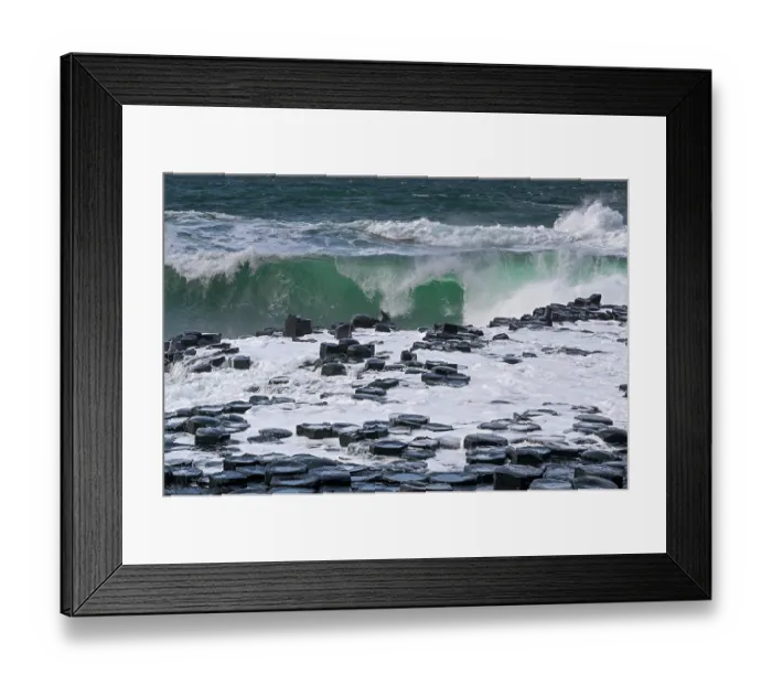 Framed Print : Wave crashing on basalt rocks, Giant's Causeway, UNESCO World Heritage Site, County Antrim, Northern Ireland, UK. June, 2022 Framed Print : Wave crashing on basalt rocks, Giant's Causeway, UNESCO World Heritage Site, County Antrim, Northern Ireland, UK. June, 2022