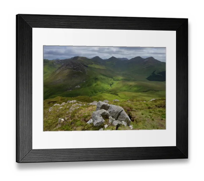Framed Print : The Twelve Pins mountains viewed from the summit of Diamond Hill, Connemara National Park, County Galway, Republic of Ireland. June, 2019 Framed Print : The Twelve Pins mountains viewed from the summit of Diamond Hill, Connemara National Park, County Galway, Republic of Ireland. June, 2019