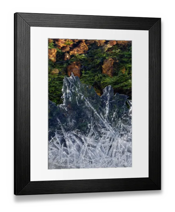 Framed Print : Ice patterns on partially frozen stream across heathland, New Forest, Hampshire, England, UK. January, 2023 Framed Print : Ice patterns on partially frozen stream across heathland, New Forest, Hampshire, England, UK. January, 2023