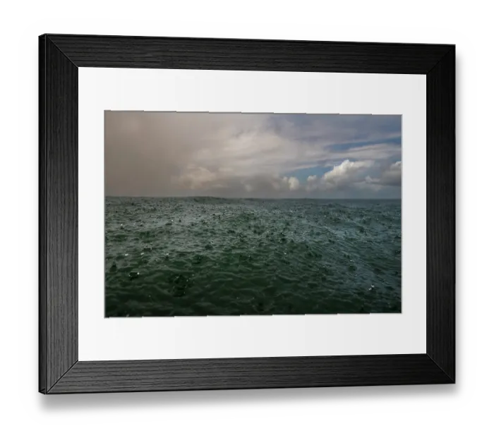Framed Print : A low perspective view of the Caribbean sea in the rain, off Soufriere, St Lucia. November, 2022 Framed Print : A low perspective view of the Caribbean sea in the rain, off Soufriere, St Lucia. November, 2022
