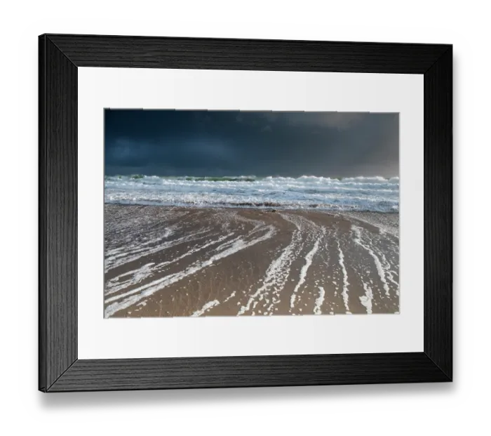 Framed Print : Waves flowing up the beach and ebbing diagonally causing sediment transport along the beach, from right to left, Porth Ceiriad, Abersoch, Wales, UK. November, 2023 Framed Print : Waves flowing up the beach and ebbing diagonally causing sediment transport along the beach, from right to left, Porth Ceiriad, Abersoch, Wales, UK. November, 2023