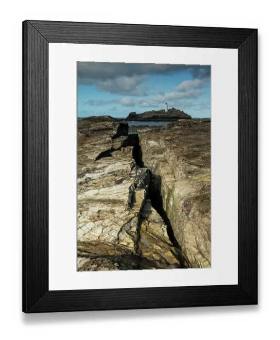 Framed Print : Joint intersections in Devonian siltstone rocks at Godrevy Point, near Camborne, Cornwall, England, UK. February, 2024 Framed Print : Joint intersections in Devonian siltstone rocks at Godrevy Point, near Camborne, Cornwall, England, UK. February, 2024