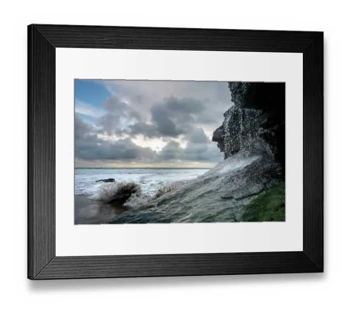 Framed Print : A small waterfall on coastal cliffs at Porth Ceiriad, near Abersoch, Wales, UK. November, 2023 Framed Print : A small waterfall on coastal cliffs at Porth Ceiriad, near Abersoch, Wales, UK. November, 2023