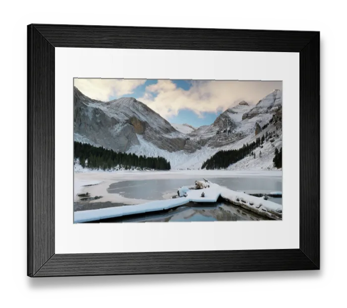Framed Print : Ibon de Plan mountain lake in winter, surrounded by snow-covered mountains, Chistau Valley, Pyrenees, Huesca, Spain. December, 2023 Framed Print : Ibon de Plan mountain lake in winter, surrounded by snow-covered mountains, Chistau Valley, Pyrenees, Huesca, Spain. December, 2023
