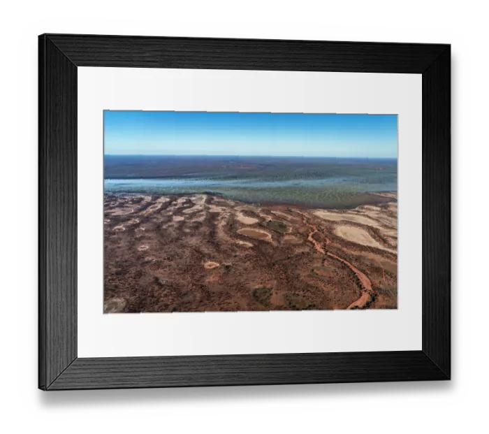 Framed Print : Aerial of desert and river,
Wilson River / Cooper Creek floodplain, Durham, South Australia, Australia. July, 2022 Framed Print : Aerial of desert and river,
Wilson River / Cooper Creek floodplain, Durham, South Australia, Australia. July, 2022