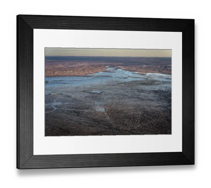 Framed Print : Aerial view of flooded mining infrastructure in the Lake Eyre basin, Tirrawarra Swamp, Gidgealpa, South Australia, Australia. July, 2022 Framed Print : Aerial view of flooded mining infrastructure in the Lake Eyre basin, Tirrawarra Swamp, Gidgealpa, South Australia, Australia. July, 2022