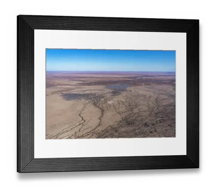 Framed Print : Aerial view of Gidgealpa flood plain, Gidgealpa, South Australia, Australia. July, 2022 Framed Print : Aerial view of Gidgealpa flood plain, Gidgealpa, South Australia, Australia. July, 2022