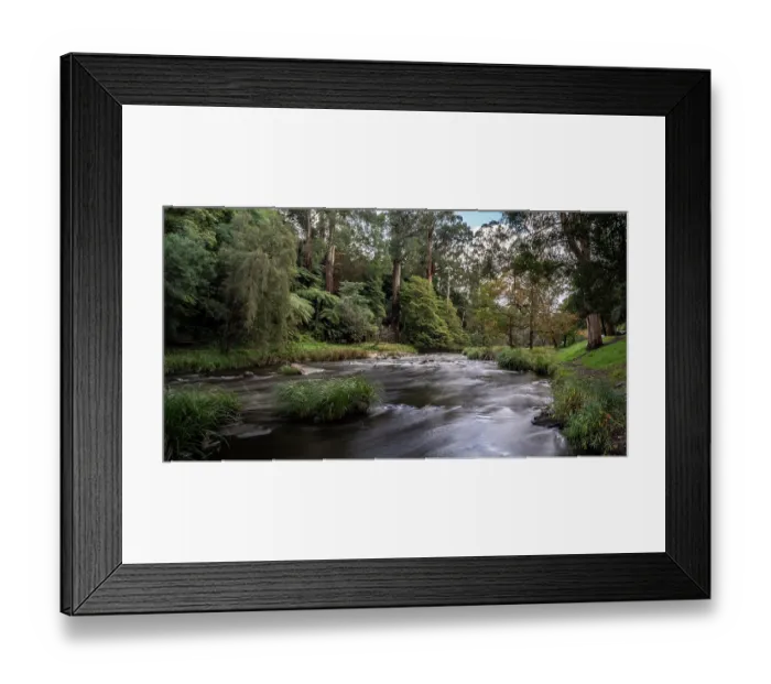 Framed Print : Yarra River surrounded by woodland, Warburton, Victoria, Australia. April, 2023 Framed Print : Yarra River surrounded by woodland, Warburton, Victoria, Australia. April, 2023