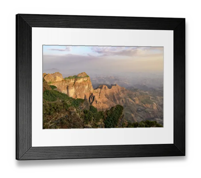 Framed Print : View over the Simien Mountains at sunrise, Simien Mountains National Park, Ethiopia. March, 2021 Framed Print : View over the Simien Mountains at sunrise, Simien Mountains National Park, Ethiopia. March, 2021