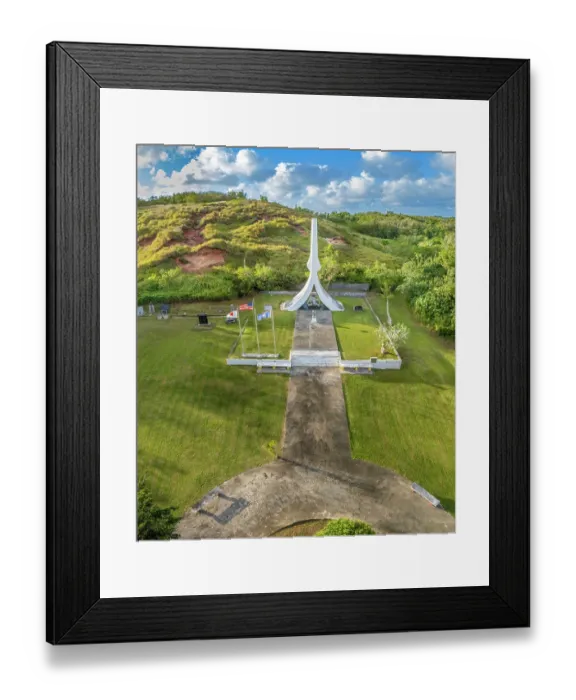 Framed Print : Aerial view park and monument that marks was the site of one of the last battles in the closing days of World War II Framed Print : Aerial view park and monument that marks was the site of one of the last battles in the closing days of World War II