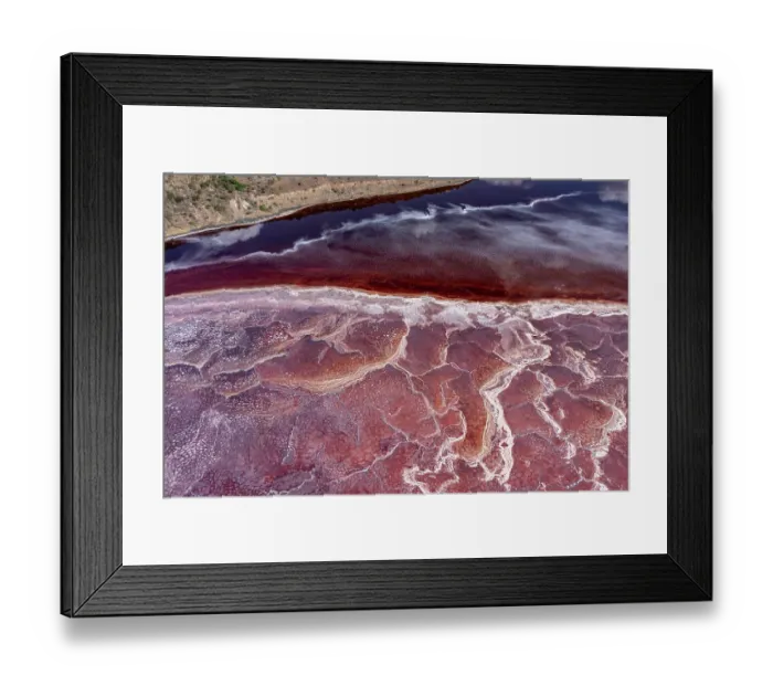 Framed Print : Aerial view of soda on surface of Lake Magadi, Rift Valley, Kenya. September, 2023 Framed Print : Aerial view of soda on surface of Lake Magadi, Rift Valley, Kenya. September, 2023