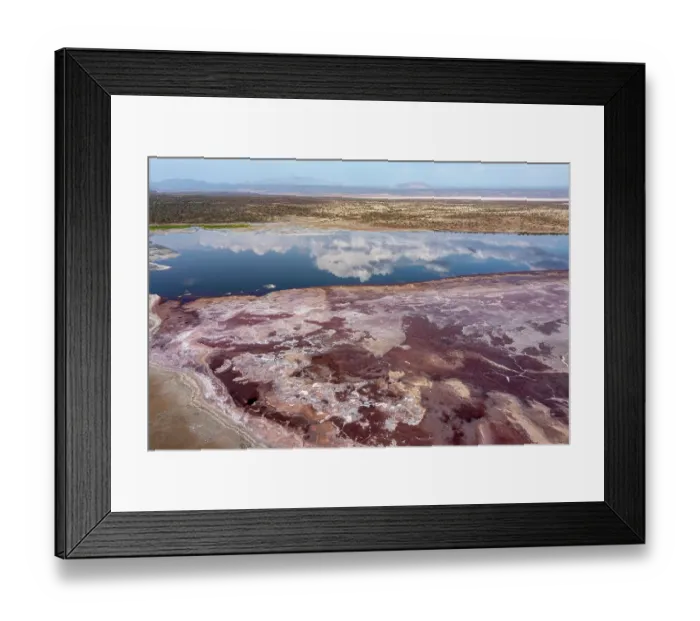 Framed Print : Aerial view of soda on surface of Lake Magadi, Rift Valley, Kenya. September, 2023 Framed Print : Aerial view of soda on surface of Lake Magadi, Rift Valley, Kenya. September, 2023