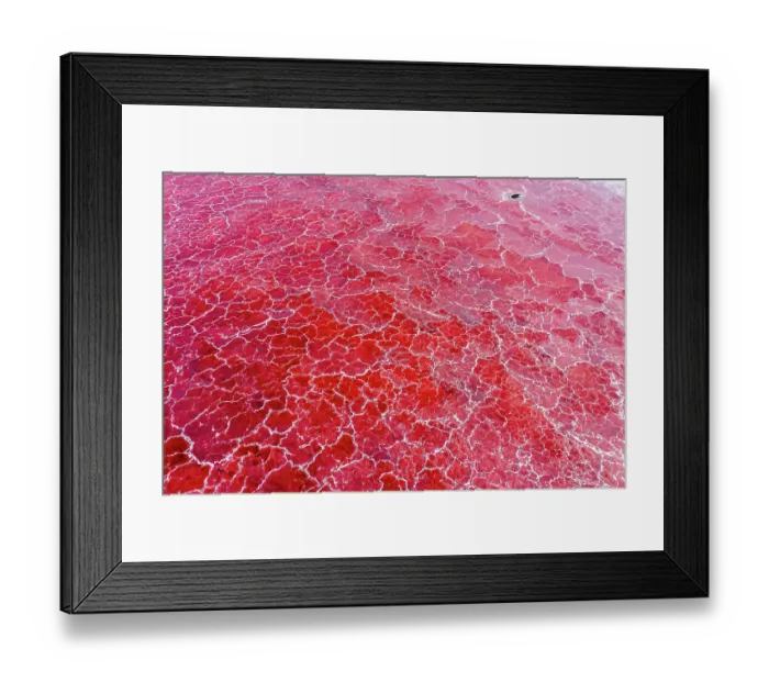 Framed Print : Aerial view of red soda on surface of Lake Magadi, Rift Valley, Kenya. September, 2023 Framed Print : Aerial view of red soda on surface of Lake Magadi, Rift Valley, Kenya. September, 2023
