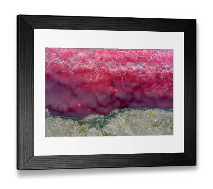 Framed Print : Aerial view of red soda on surface of Lake Magadi, Rift Valley, Kenya. September, 2023 Framed Print : Aerial view of red soda on surface of Lake Magadi, Rift Valley, Kenya. September, 2023