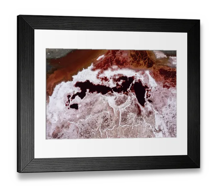 Framed Print : RF - Aerial view of soda on surface of Lake Magadi, Rift Valley, Kenya. September, 2023. (This image may be licensed either as rights managed or royalty free.) Framed Print : RF - Aerial view of soda on surface of Lake Magadi, Rift Valley, Kenya. September, 2023. (This image may be licensed either as rights managed or royalty free.)
