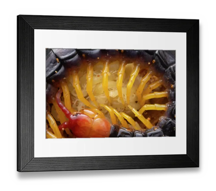 Framed Print : Centipede (Scolopendra sp.) female guarding newly-hatched larvae, Yasuni National Park, Amazonian Ecuador Framed Print : Centipede (Scolopendra sp.) female guarding newly-hatched larvae, Yasuni National Park, Amazonian Ecuador
