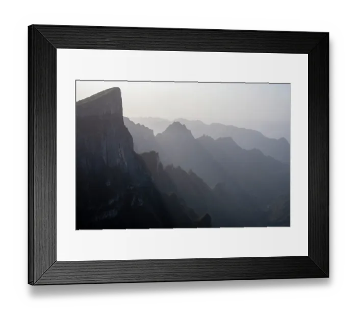 Framed Print : View across mountains, Tianmen Mountain National Park, Zhangjiajie, Hunan, China. March, 2024 Framed Print : View across mountains, Tianmen Mountain National Park, Zhangjiajie, Hunan, China. March, 2024