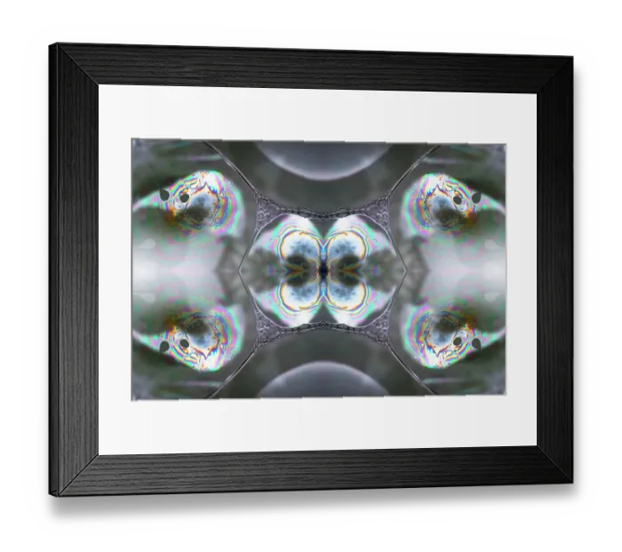 Framed Print : Kaleidoscope montage ofm patterns on soap bubble showing light interference patterns Framed Print : Kaleidoscope montage ofm patterns on soap bubble showing light interference patterns