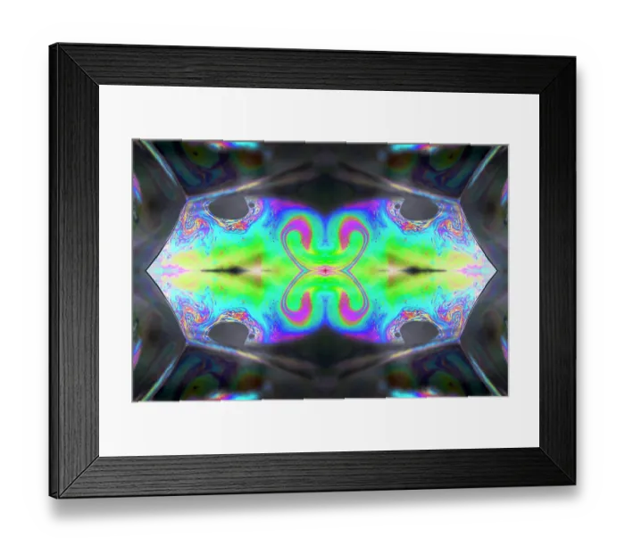 Framed Print : Kaleidoscope montage ofm patterns on soap bubble showing light interference patterns Framed Print : Kaleidoscope montage ofm patterns on soap bubble showing light interference patterns