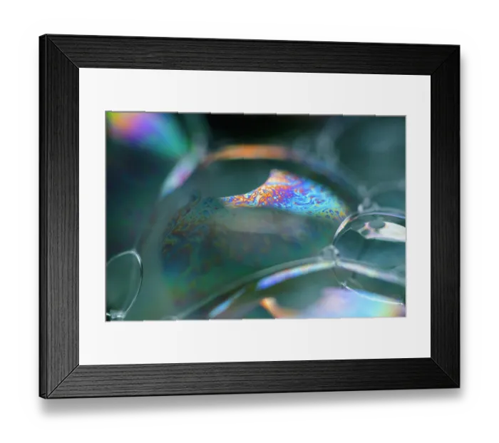 Framed Print : Patterns on soap bubble showing light interference patterns Framed Print : Patterns on soap bubble showing light interference patterns