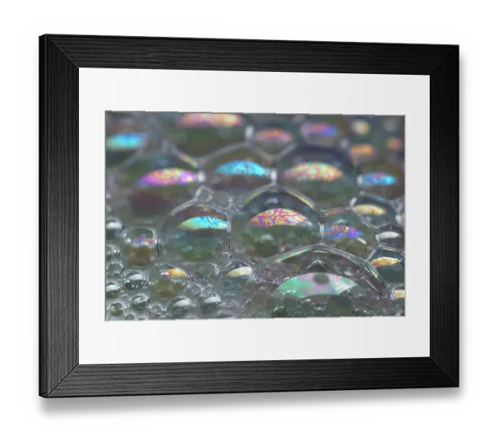 Framed Print : Patterns on soap bubble showing light interference patterns Framed Print : Patterns on soap bubble showing light interference patterns
