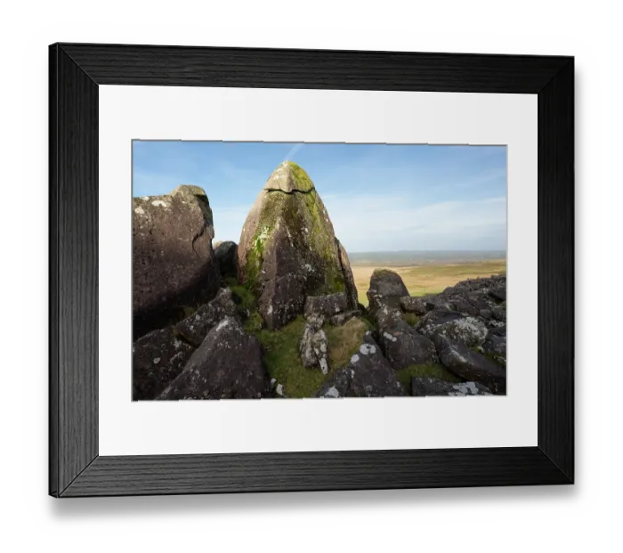 Framed Print : Carn Goedog, an outcrop of Dolerite rock in the Preseli Hills, Pembrokeshire Coast National Park, Wales, UK. It is the area where the Bluestones for Stonehenge originated