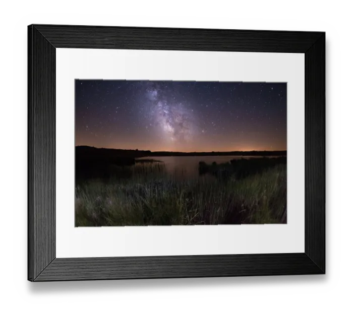 Framed Print : Milky Way over Lake Saint-Andeol, Marchastel, Lozere department, Aubrac, France. July, 2022