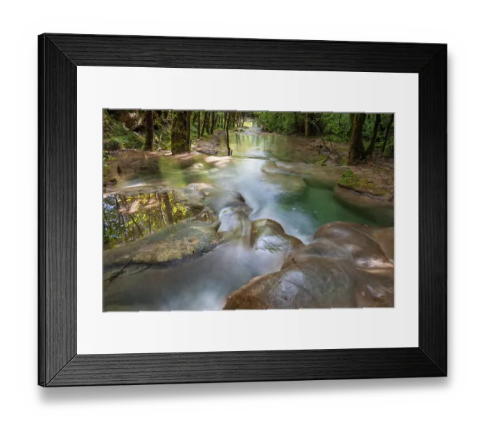 Framed Print : Small limestone basin on the Arene river, Virieu-le-Grand, Bugey Mountains, Ain, France. September, 2020