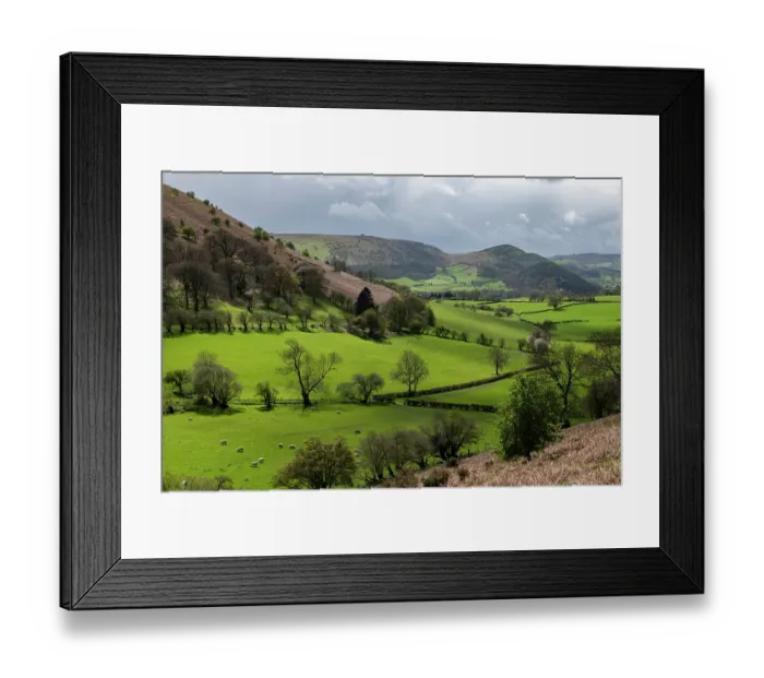 Framed Print : The west slope of Bradnor Hill, Hergest Ridge and Hanter Hill in Wales and the Back Brook Valley from Herrock Hill, England, UK. April, 2024 Framed Print : The west slope of Bradnor Hill, Hergest Ridge and Hanter Hill in Wales and the Back Brook Valley from Herrock Hill, England, UK. April, 2024