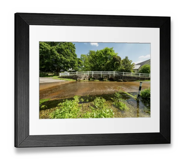 Framed Print : River Tarrant chalk stream, ford and packhorse bridge, Tarrant Launceston, Dorset, England, UK. June, 2024 Framed Print : River Tarrant chalk stream, ford and packhorse bridge, Tarrant Launceston, Dorset, England, UK. June, 2024