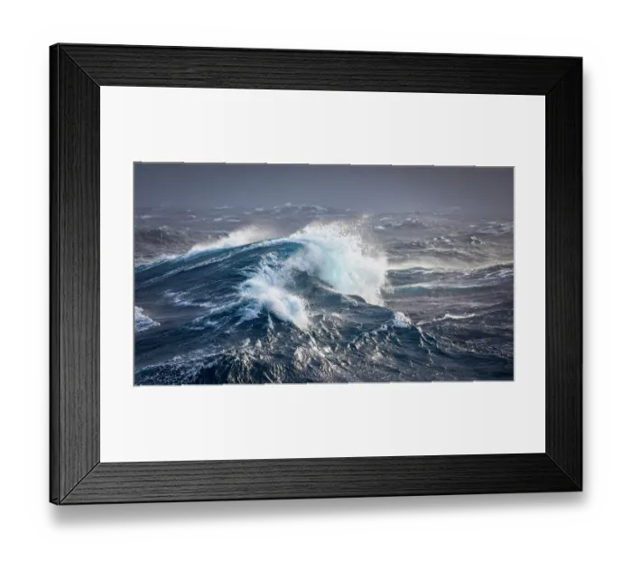 Framed Print : Huge 10m high waves during force 10 storm in the roaring forties, viewed from aboard the Marion Dufresne (TAAF supply ship) en route between Crozet and Kerguelen Framed Print : Huge 10m high waves during force 10 storm in the roaring forties, viewed from aboard the Marion Dufresne (TAAF supply ship) en route between Crozet and Kerguelen