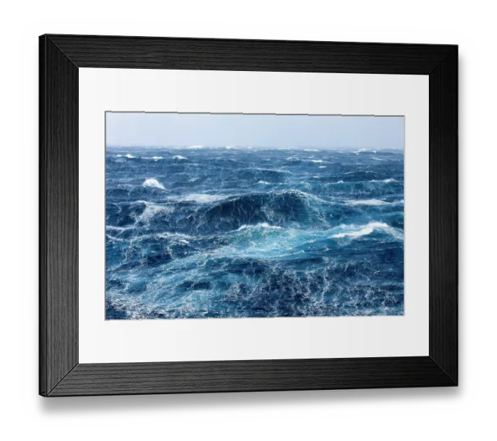 Framed Print : Heavy seas during force 10 storm in the roaring forties, viewed from aboard the Marion Dufresne (TAAF supply ship) en route between Crozet and Kerguelen