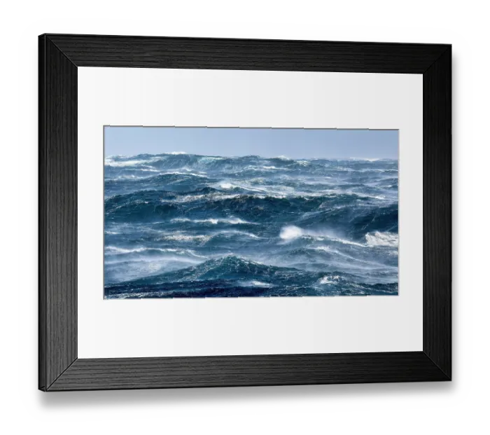 Framed Print : Huge 10m high waves during force 10 storm in the roaring forties, viewed from aboard the Marion Dufresne (TAAF supply ship) en route between Crozet and Kerguelen