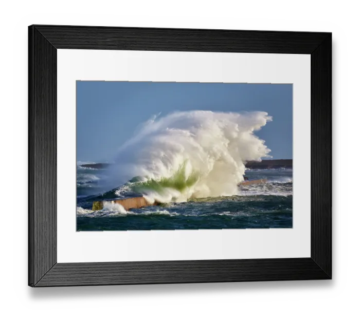 Framed Print : Waves crashing over breakwater during a storm, Armorica Regional Natural Park, Ile de Sein, Finistere, France. February, 2016 Framed Print : Waves crashing over breakwater during a storm, Armorica Regional Natural Park, Ile de Sein, Finistere, France. February, 2016