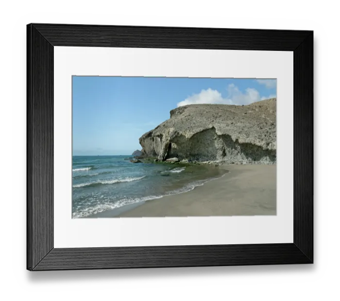 Framed Print : Volcanic breccia cliffs formed by ancient lava flows into the sea, Playa de Monsul, Cabo de Gata-Nijar Natural Park, Almeria, Spain. March, 2024 Framed Print : Volcanic breccia cliffs formed by ancient lava flows into the sea, Playa de Monsul, Cabo de Gata-Nijar Natural Park, Almeria, Spain. March, 2024