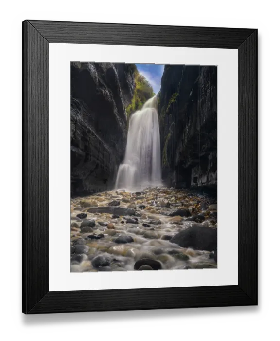 Framed Print : Tidal cave and waterfall, County Donegal, Republic of Ireland. August, 2024
