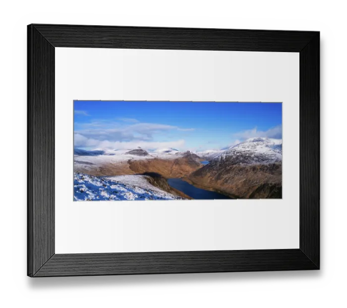 Framed Print : Silent Valley, Ben Crom and snow-covered peaks of the High Mournes viewed from Slievenaglogh with Ben Crom dam reservoir and dam in distance, Mourne Mountains, County Down Framed Print : Silent Valley, Ben Crom and snow-covered peaks of the High Mournes viewed from Slievenaglogh with Ben Crom dam reservoir and dam in distance, Mourne Mountains, County Down