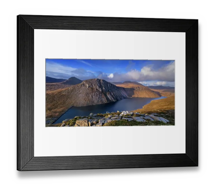 Framed Print : Ben Crom dam on the Ben Crom reservoir with the summits of Ben Crom and Slieve Bernagh, Mourne Mountains, County Down, Northern Ireland, UK. January, 2023 Framed Print : Ben Crom dam on the Ben Crom reservoir with the summits of Ben Crom and Slieve Bernagh, Mourne Mountains, County Down, Northern Ireland, UK. January, 2023