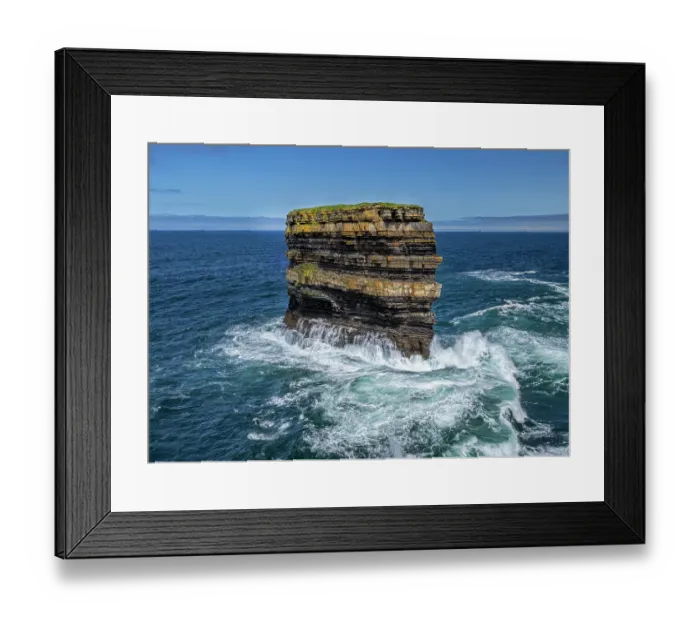 Framed Print : Dun Briste sea stack - composed of Deltaic sandstone, Downpatrick Head, County Mayo, Republic of Ireland. May, 2023 Framed Print : Dun Briste sea stack - composed of Deltaic sandstone, Downpatrick Head, County Mayo, Republic of Ireland. May, 2023