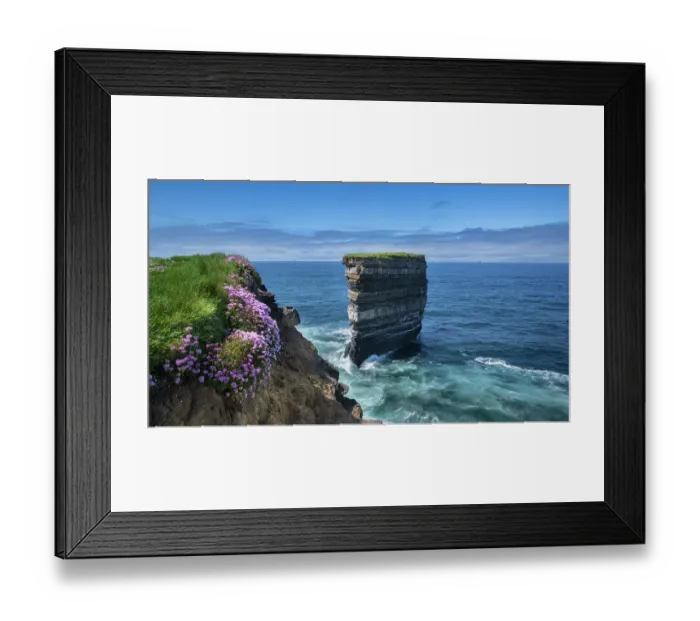 Framed Print : Dun Briste sea stack - composed of Deltaic sandstone, Downpatrick Head, County Mayo, Republic of Ireland. May, 2023
