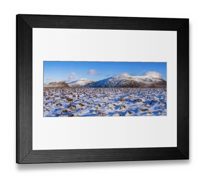 Framed Print : Doan Mountain and summit of the High Mournes in winter viewed from Lough Shannagh track, Mourne Mountains, County Down, Northern Ireland, UK. January, 2023 Framed Print : Doan Mountain and summit of the High Mournes in winter viewed from Lough Shannagh track, Mourne Mountains, County Down, Northern Ireland, UK. January, 2023