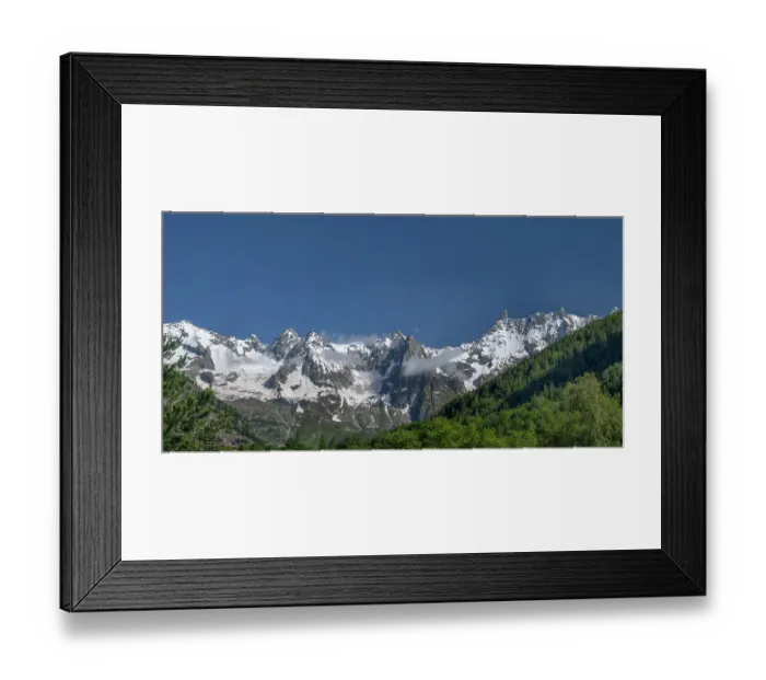 Framed Print : Mont Blanc massif range in summer, Pre-Saint-Didler, near Courmayeur, Italy. July, 2024 Framed Print : Mont Blanc massif range in summer, Pre-Saint-Didler, near Courmayeur, Italy. July, 2024