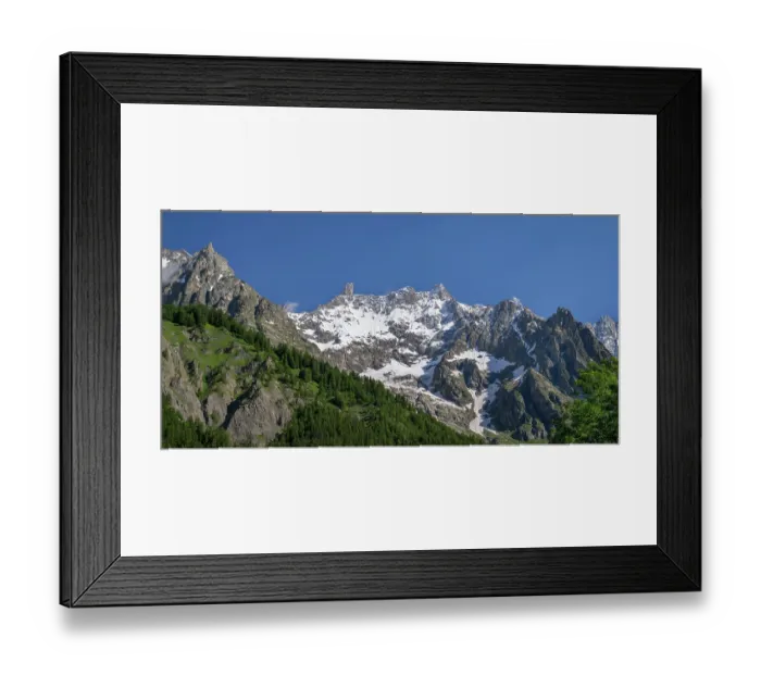 Framed Print : Mont Blanc massif range in summer, Pre-Saint-Didler, near Courmayeur, Italy. July, 2024 Framed Print : Mont Blanc massif range in summer, Pre-Saint-Didler, near Courmayeur, Italy. July, 2024