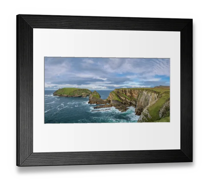 Framed Print : Portacloy bay and Loop cliff walk, Kid Island and coastline, Portacloy, County Mayo, Republic of Ireland. October, 2023